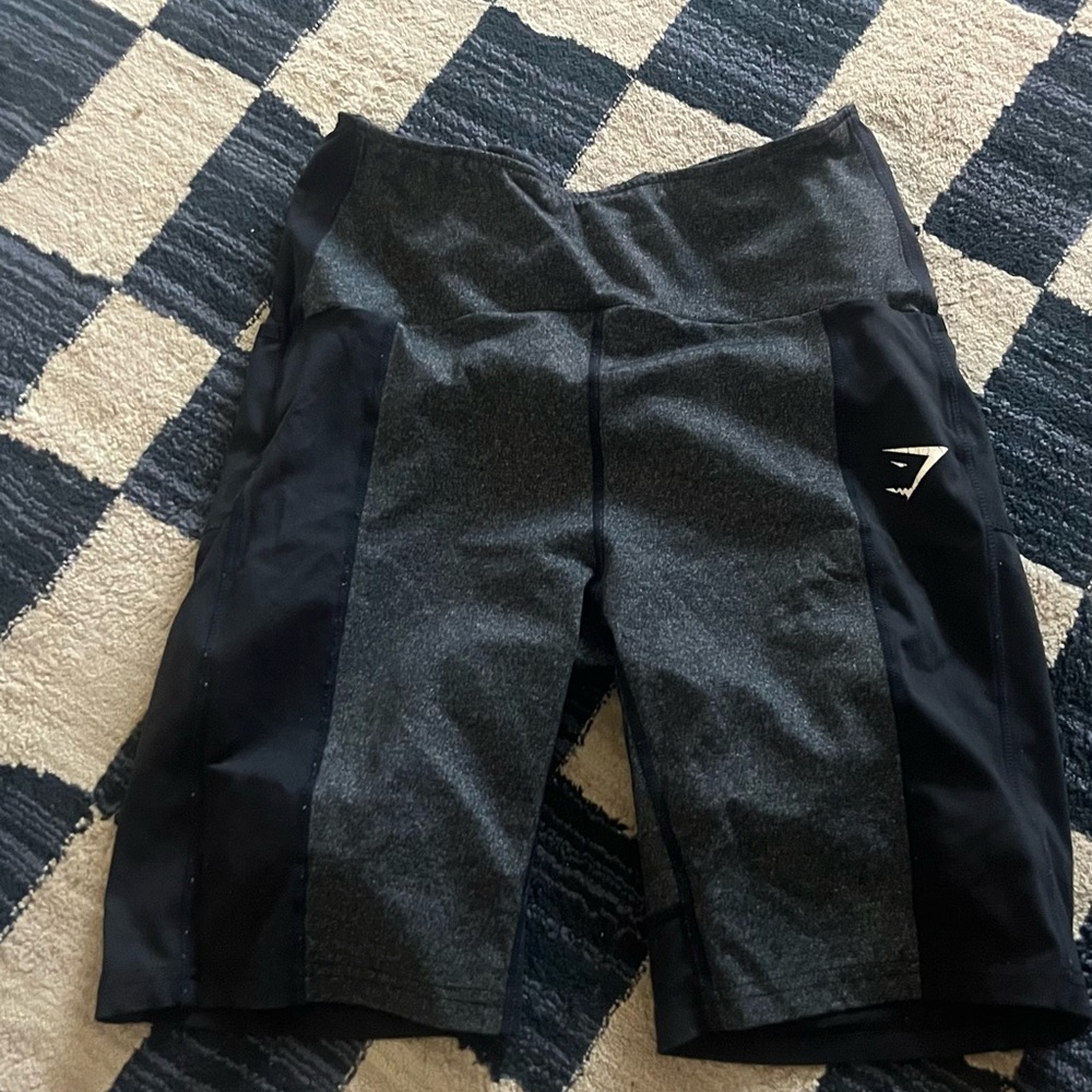 Gymshark Black and Gray Bike Shorts Performance Wear